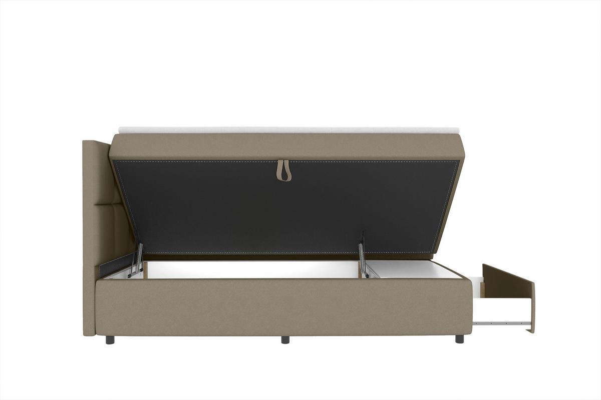 Boxspringbett Garda mit Topper 100x200 - Schwarz/Braun, KONVENTIONELL, Holzwerkstoff/Textil (100/200cm)