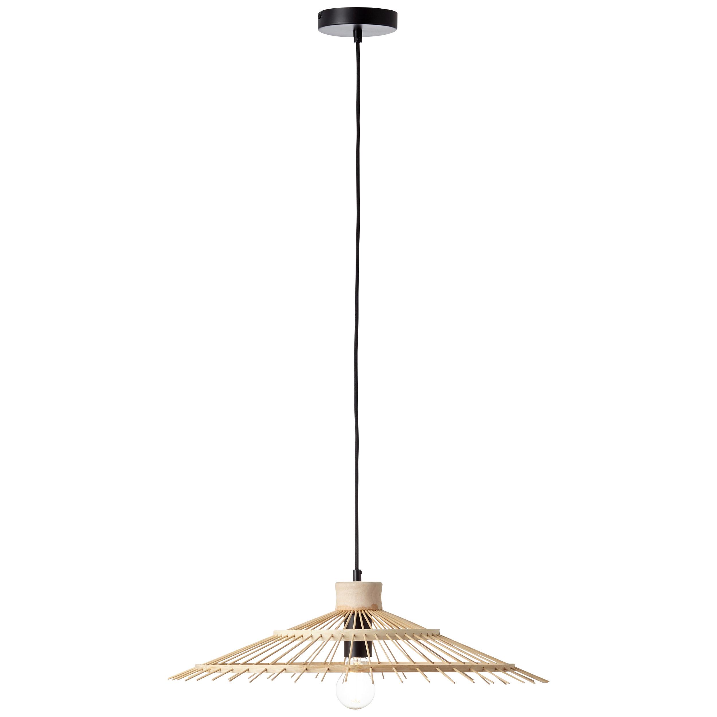 Hängeleuchte Pirae H: 100 cm 1-Flammig, Holzschirm - Schwarz/Naturfarben, Natur, Holz (57,5/100cm) - Brilliant