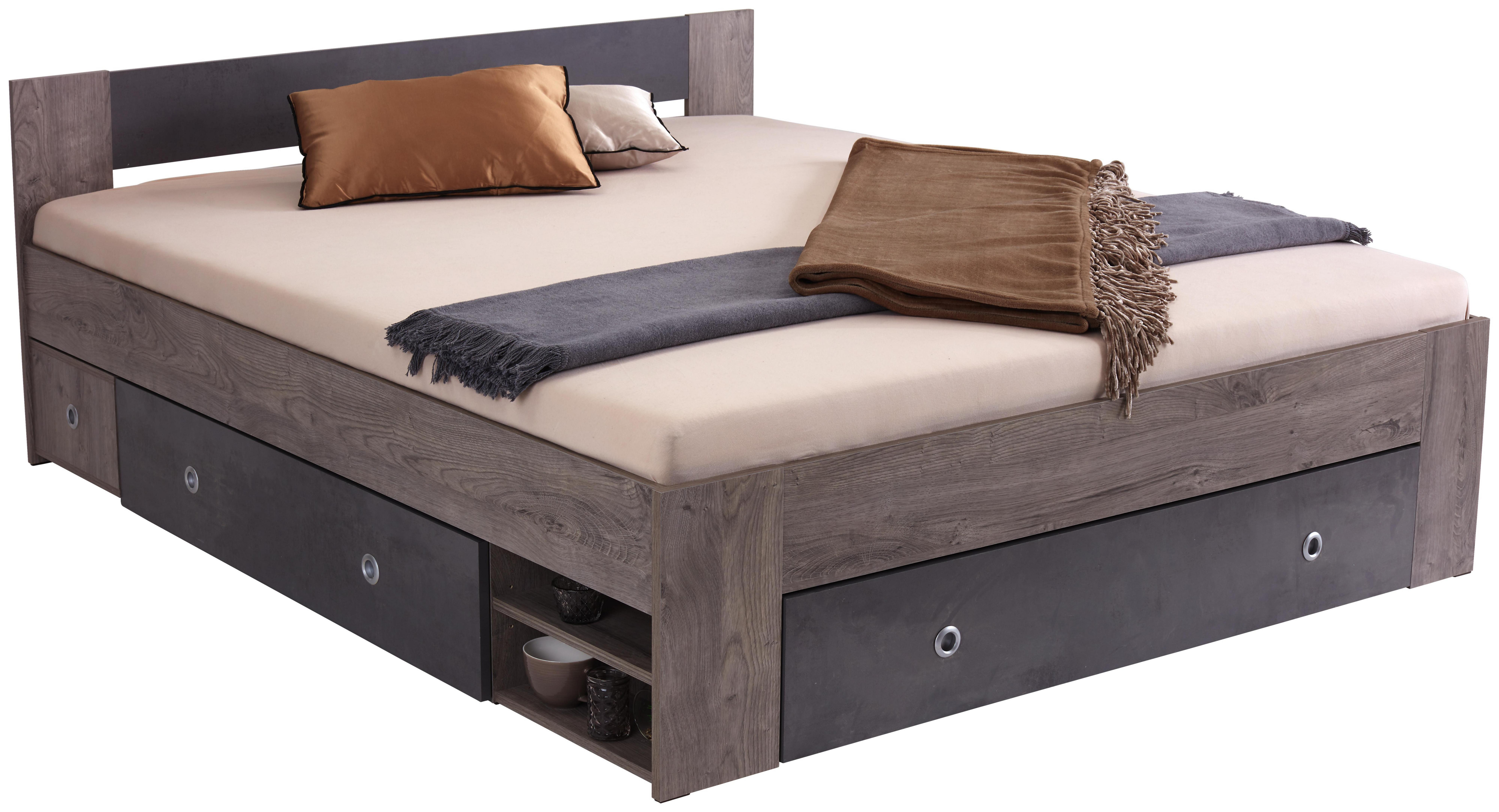 Ágykeret Azurro 180 - Tölgyfa, modern, Faalapú anyag (204/75/185cm)