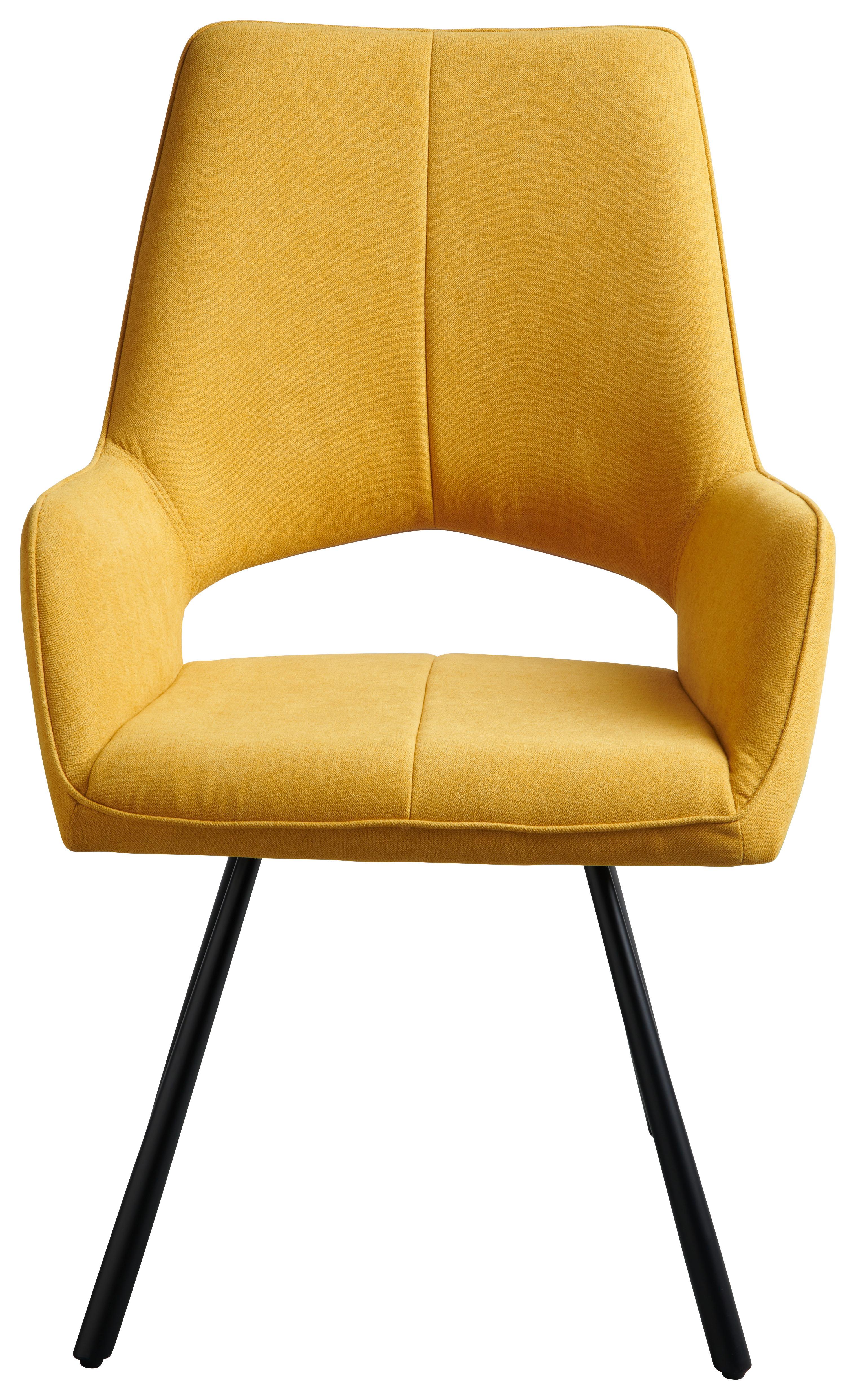 Čtyřnohá Židle Beatrice - černá/žlutá, Moderní, kov/textil (60/93/65cm)