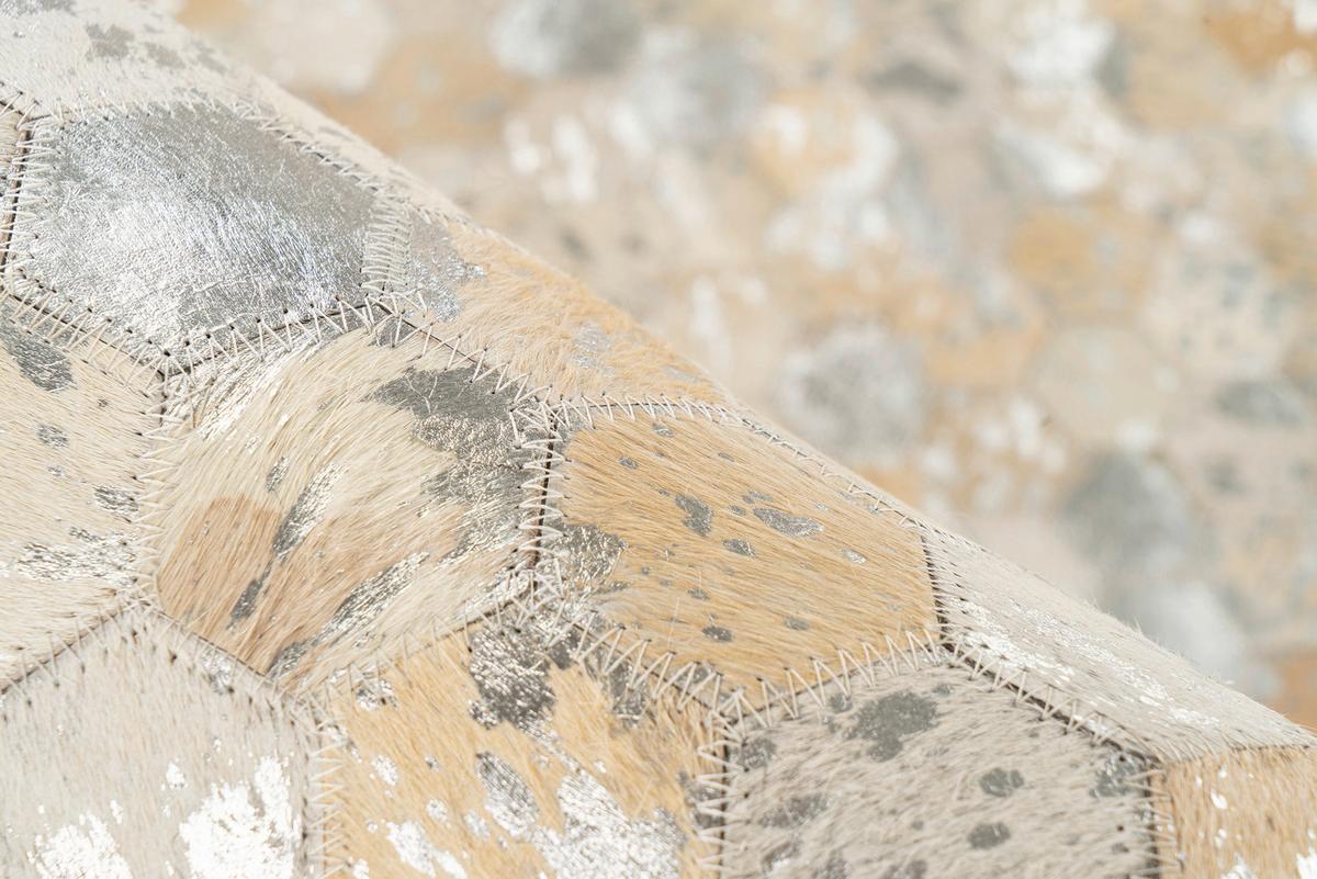 Lederteppich Ravi 400 - Silberfarben, KONVENTIONELL, Leder (160/230cm)