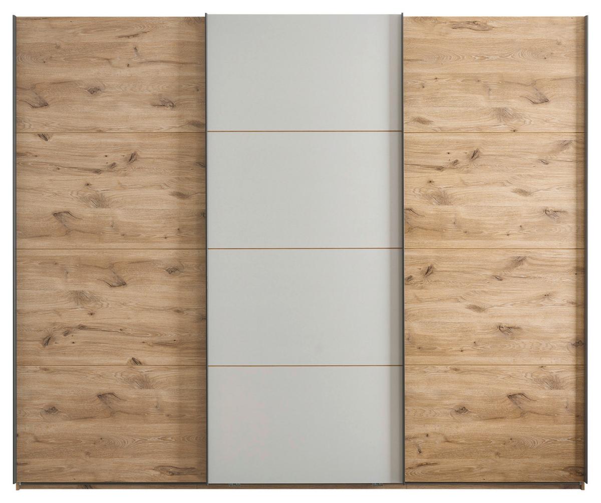 Schwebetürenschrank B: 270 Cm Preda Grau/eiche Dekor - Eichefarben/Grau, Basics, Holzwerkstoff (270/226/60cm) - MID.YOU