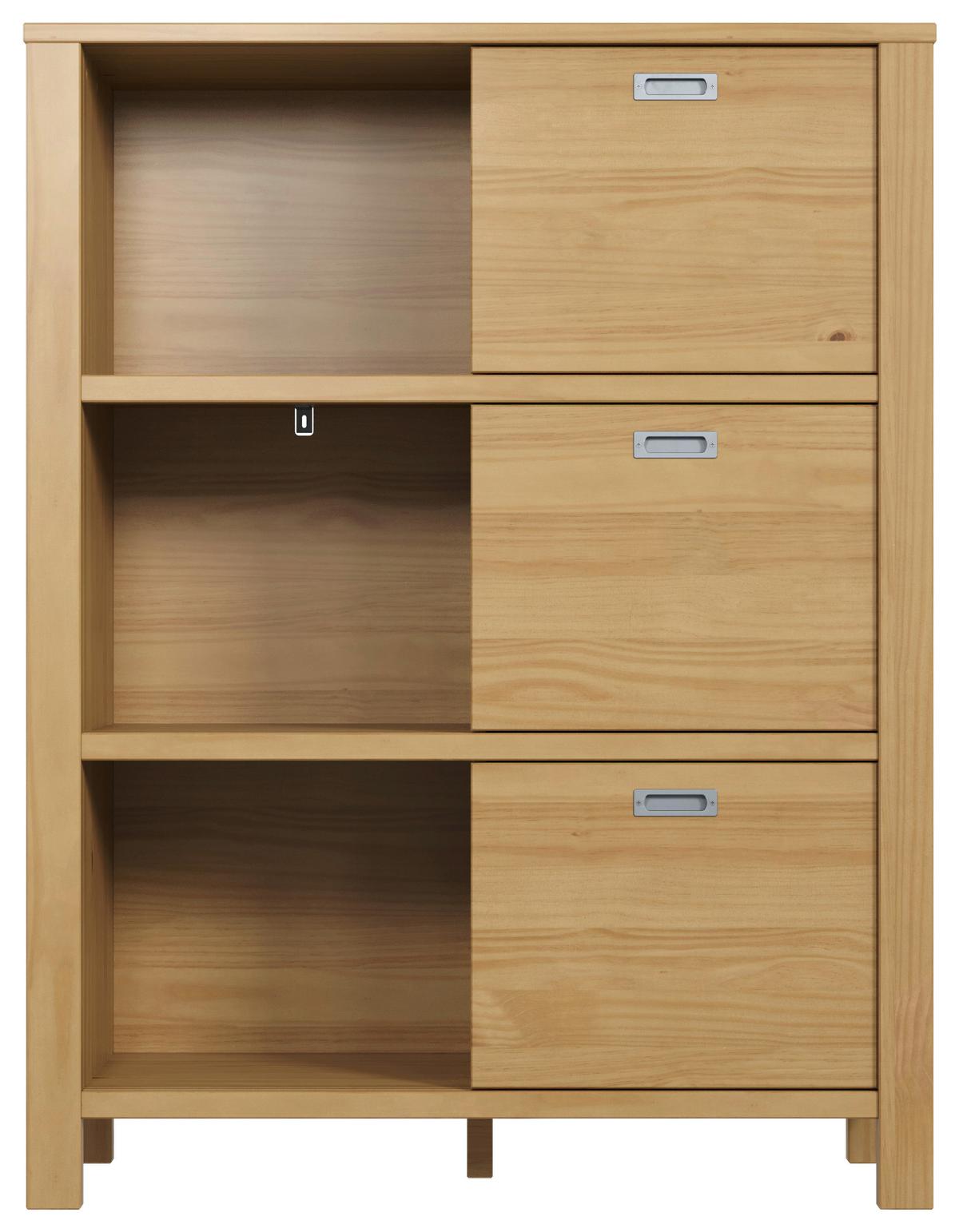 Könyvesszekrény Tolóajtókkal Eterno - natúr színű, Konventionell, faalapú anyag/fa (100/130/43cm) - Livetastic