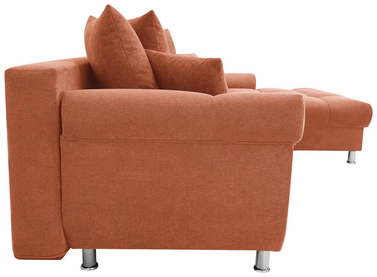 Rohová sedačka ERICE, pravá, koňaková - barvy chromu/koňaková, Design, textil/plast (312/198cm)