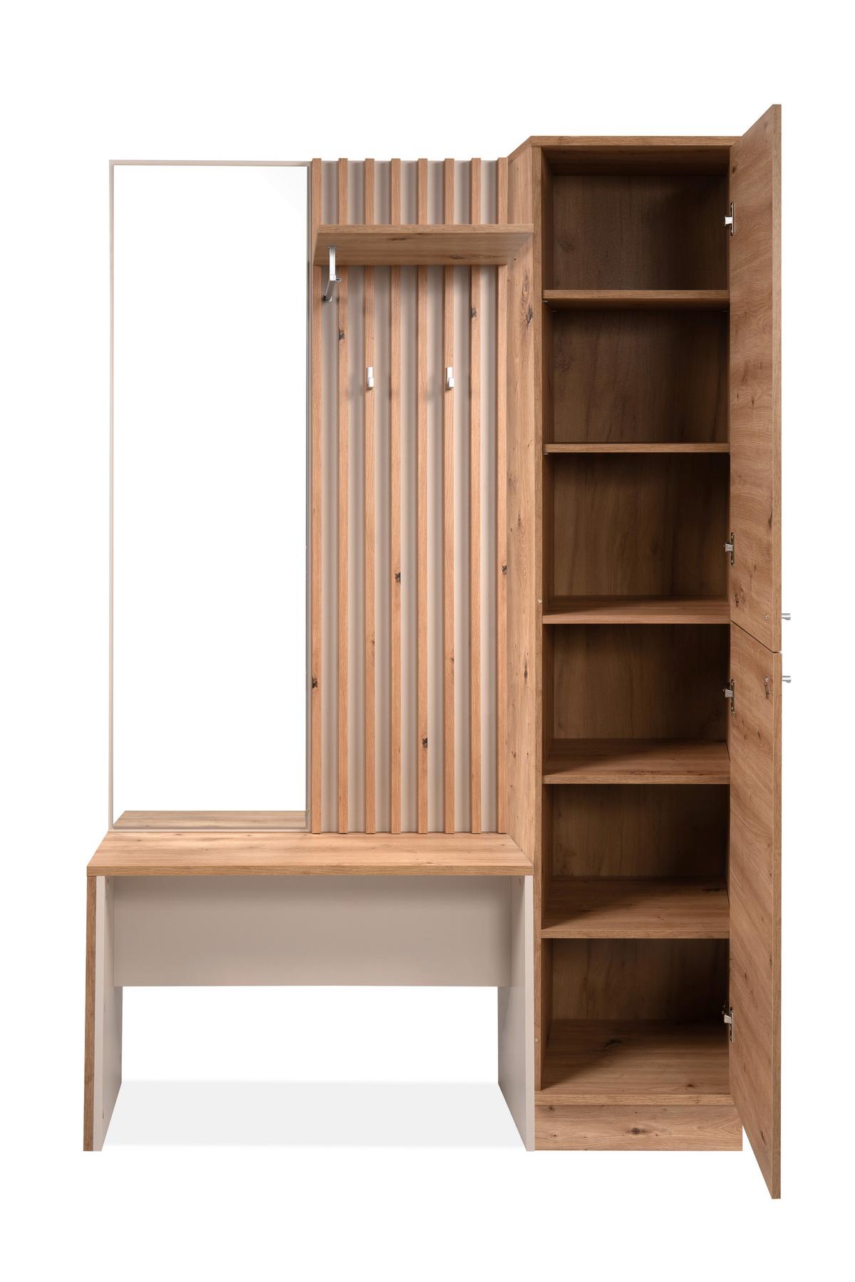 Garderobe Medan Kaschmir/Eiche Dekor B: 122cm - Kaschmir/Eiche Artisan, MODERN, Glas/Holzwerkstoff (122/190/37cm) - MID.YOU