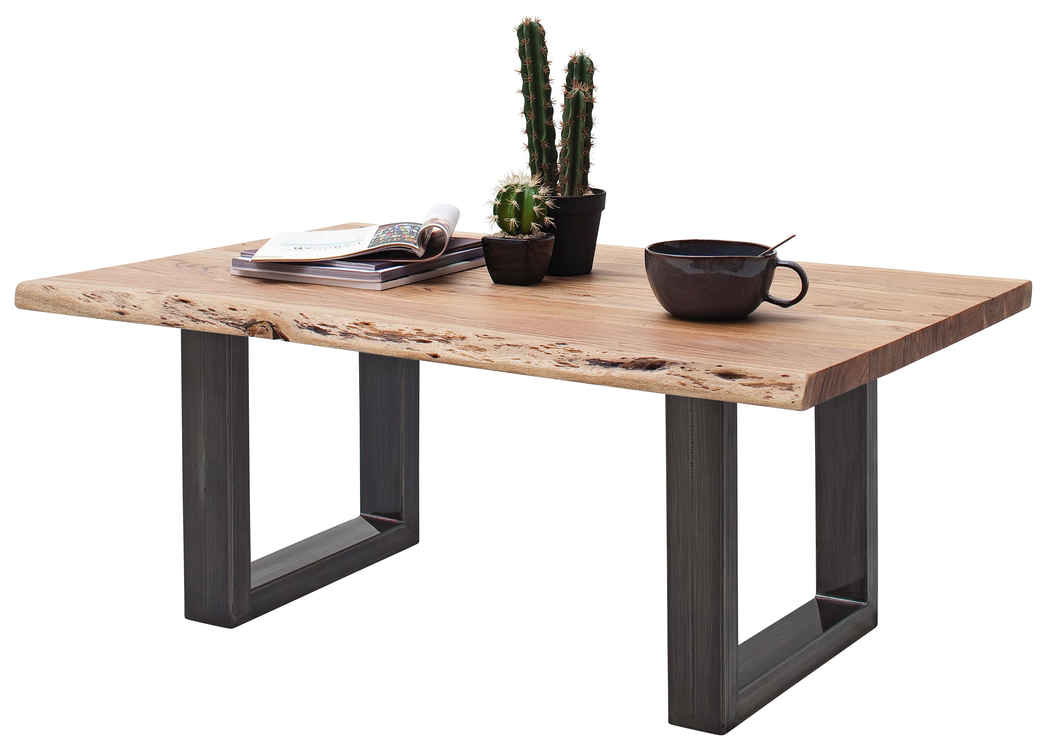 Couchtisch Cartagena Tischplatte Massiv B: 110cm - Akaziefarben/Nickelfarben, MODERN, Holz/Metall (110/45/70cm)