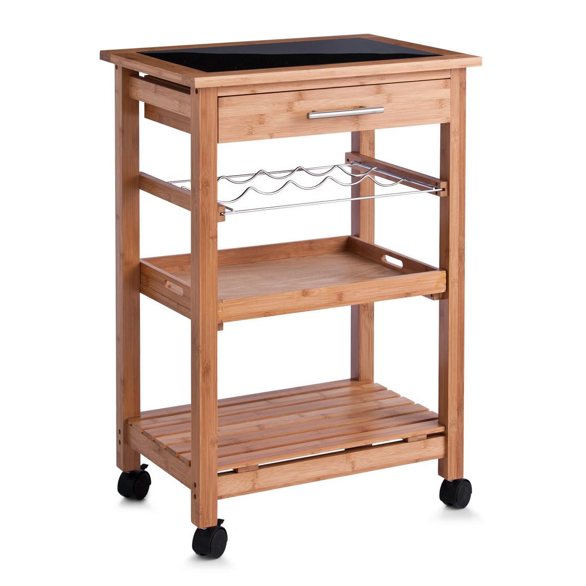 Servierwagen Bambus Bxhxt: 58x40x85 Cm - Naturfarben, Basics, Glas/Holz (58/40/85cm) - Zeller Present