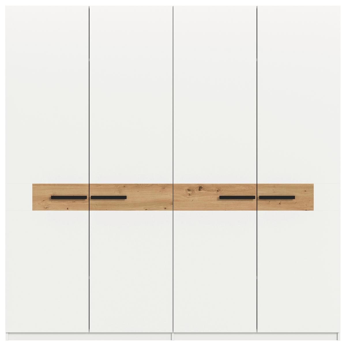 Drehtürenschrank Stanga Eiche Dekor/Weiß B: 200cm - Weiß/Eiche Artisan, ROMANTIK / LANDHAUS, Holzwerkstoff (200/201/55cm) - Livetastic