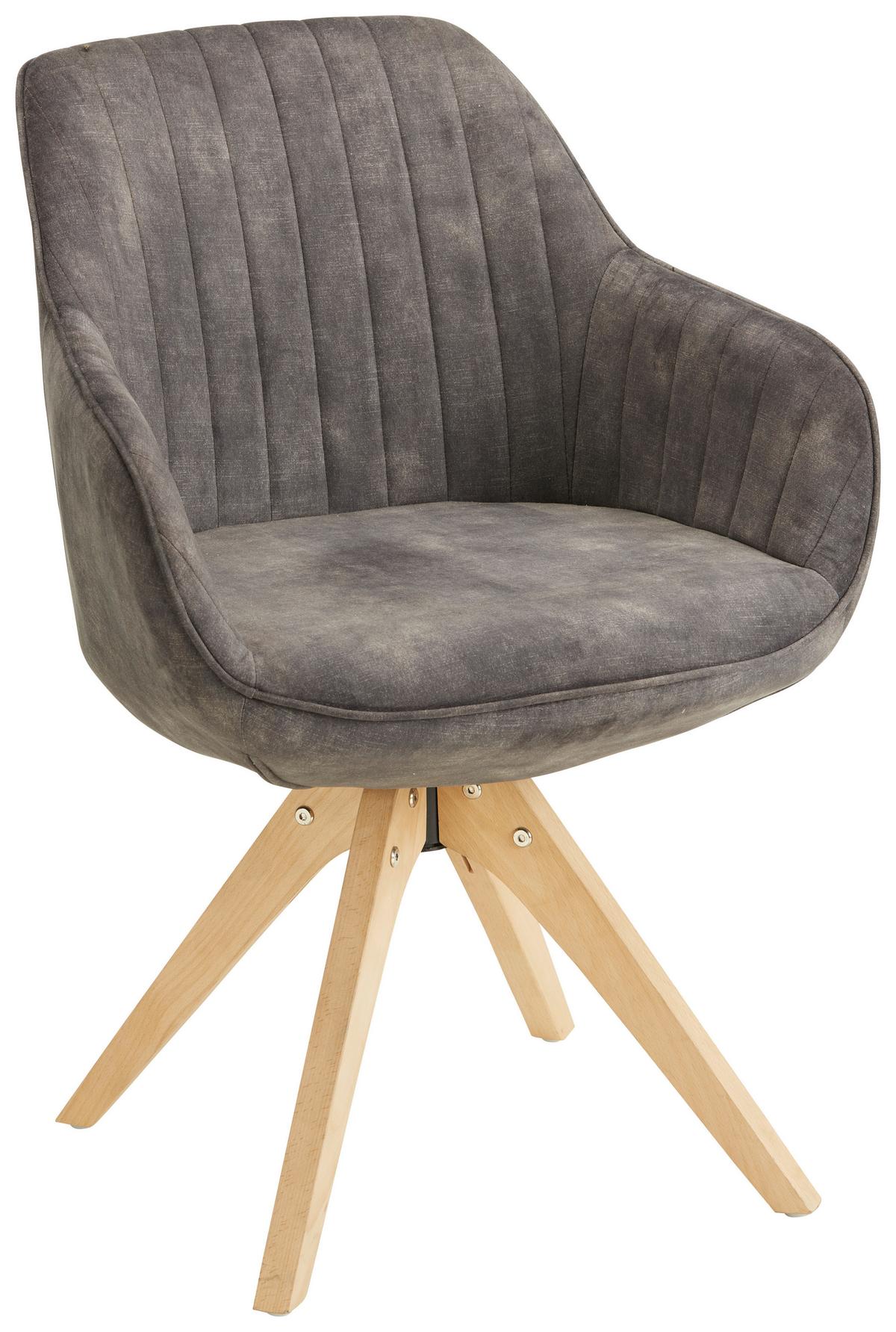 STOLIČKA S PODRÚČKAMI RELAX - hnedá/sivohnedá, Modern, drevo/textil (60/61/82cm) - Mömax