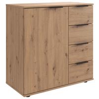 Kommode Nadja Eiche Dekor B: 81 cm - Schwarz/Eiche Artisan, KONVENTIONELL, Holzwerkstoff (81/83/41cm) - MID.YOU