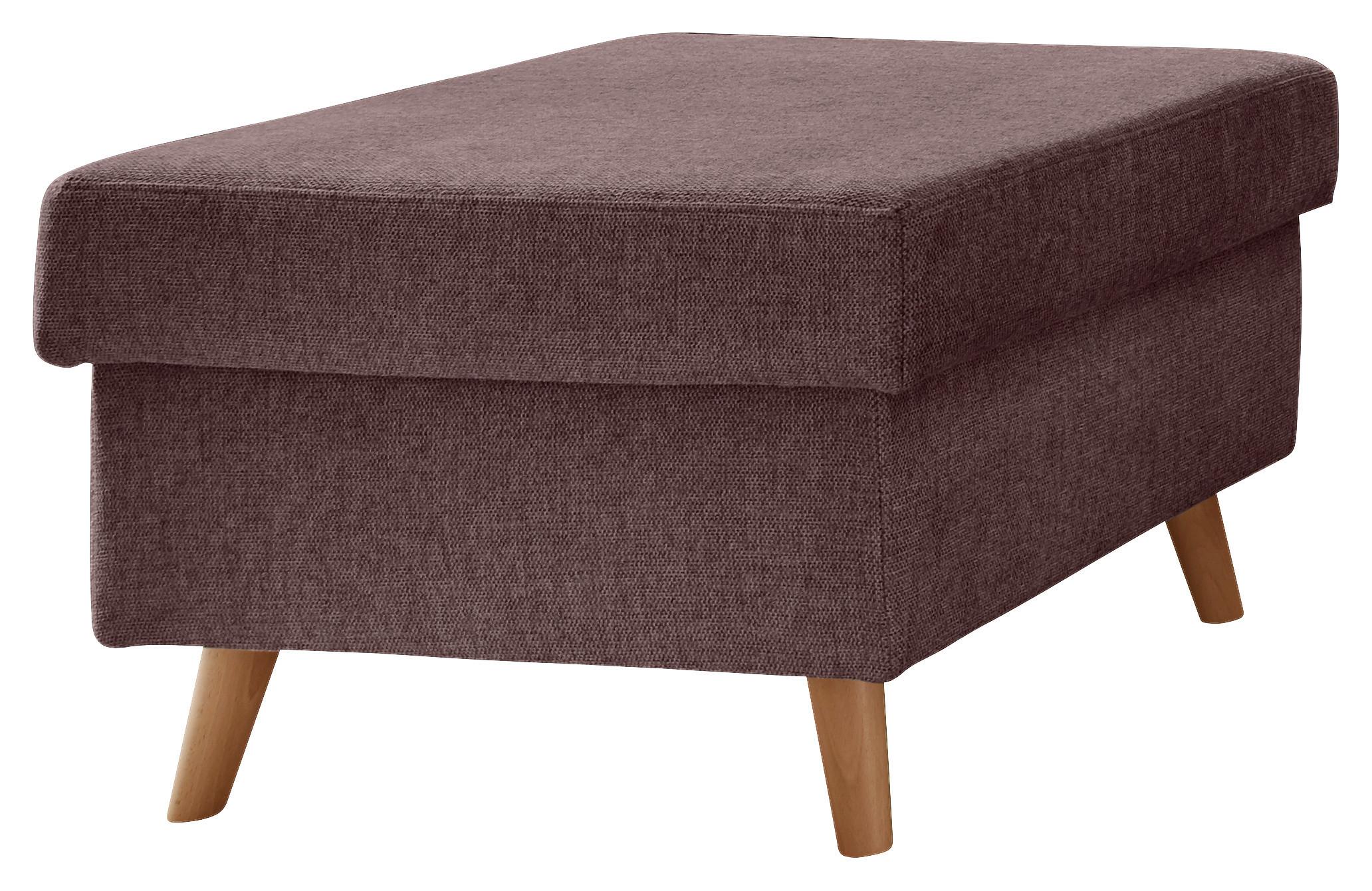 Hocker Valentina Polyester Bordeaux Sitz gepolstert H: 43 - Bordeaux/Naturfarben, KONVENTIONELL, Textil (61/43/61cm) - P & B