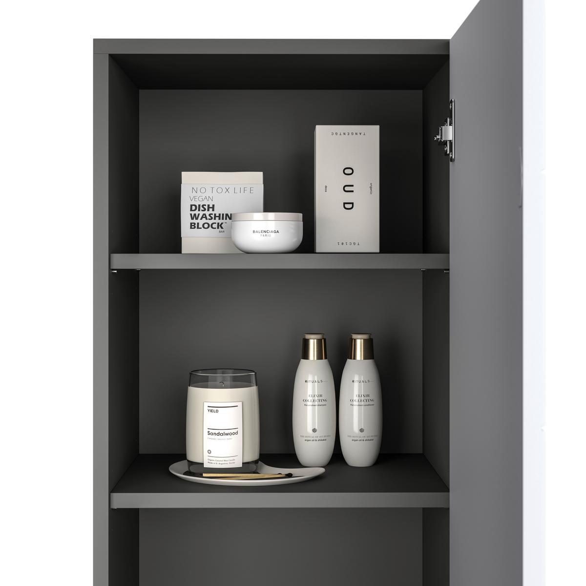 Badezimmer Hochschrank Pearl New Snol 117 BxH 40x188,5 cm - Anthrazit/Weiß, KONVENTIONELL, Holzwerkstoff (40/188,5/29,6cm)