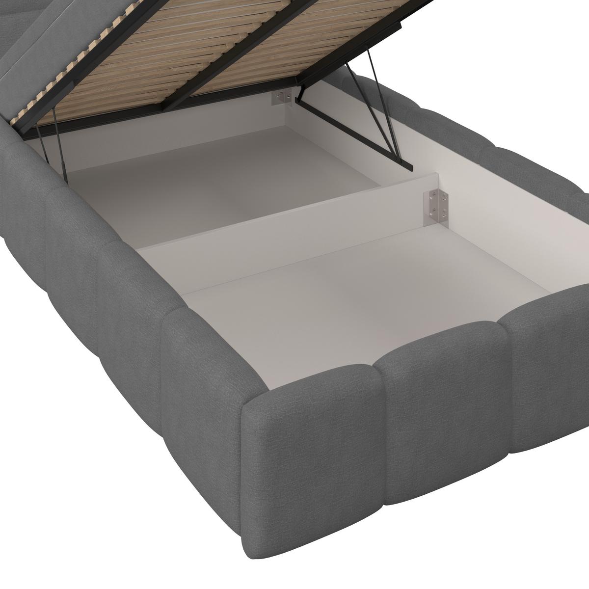 Polsterbett Noe Anthrazit 140x200 Cm - Anthrazit/Schwarz, Trend, Textil/Metall (140/200cm)