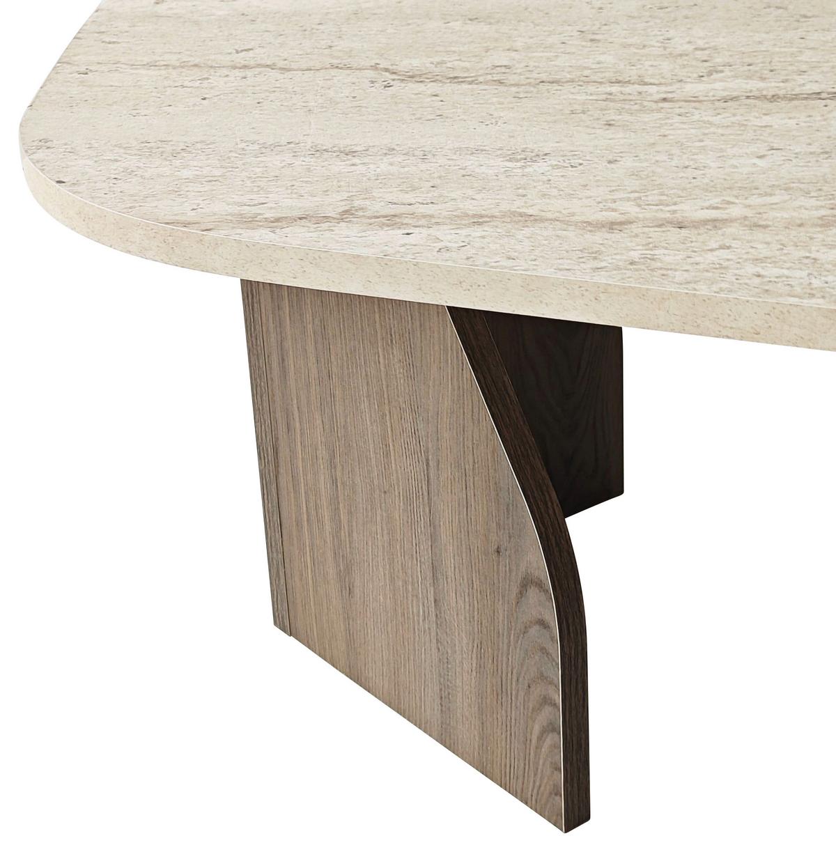 COUCHTISCH Travertin/Walnuss B: 100cm - Beige/Walnussfarben, MODERN, Holzwerkstoff (100/35/60cm)