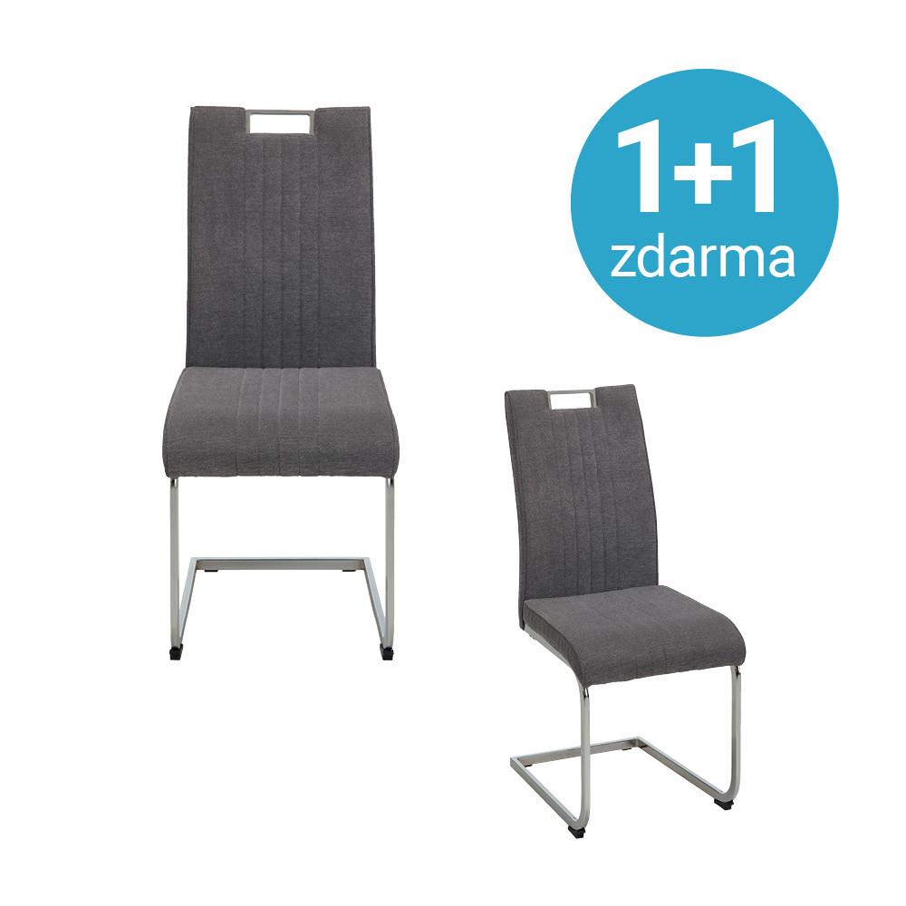 Stolička Katja 1+1 Zdarma (1*kus=2 Produkty) - sivá/chrómová, Moderný, kov/textil (42/98/56cm) - Modern Living