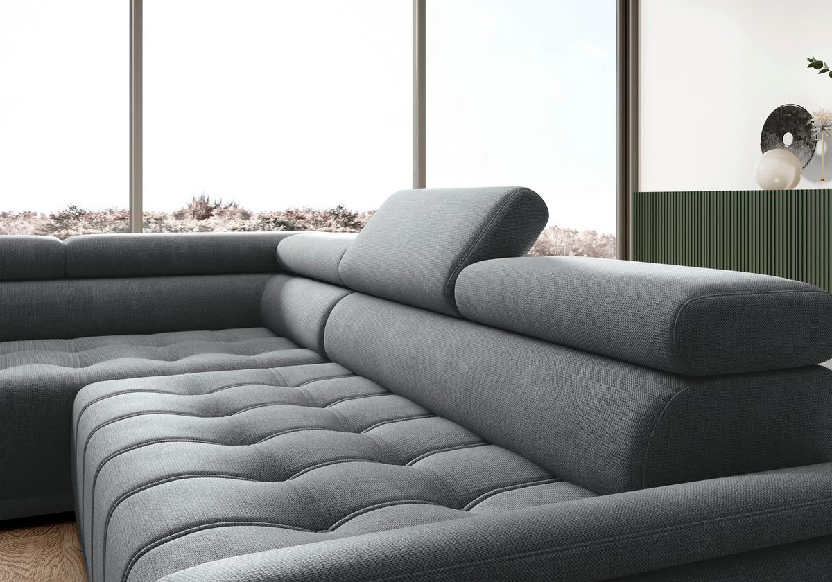 Rohová sedačka GRINALDI, levá, antracitová - černá/antracitová, Moderní, textil/plast (206/283cm) - Premium Living