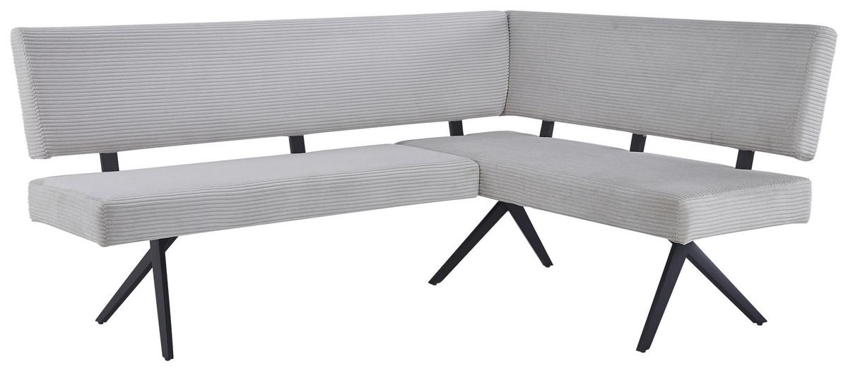 Eckbank Chios Cord Beige, S: 190x150 cm - Beige/Schwarz, KONVENTIONELL, Textil/Metall (190/150cm) - MID.YOU