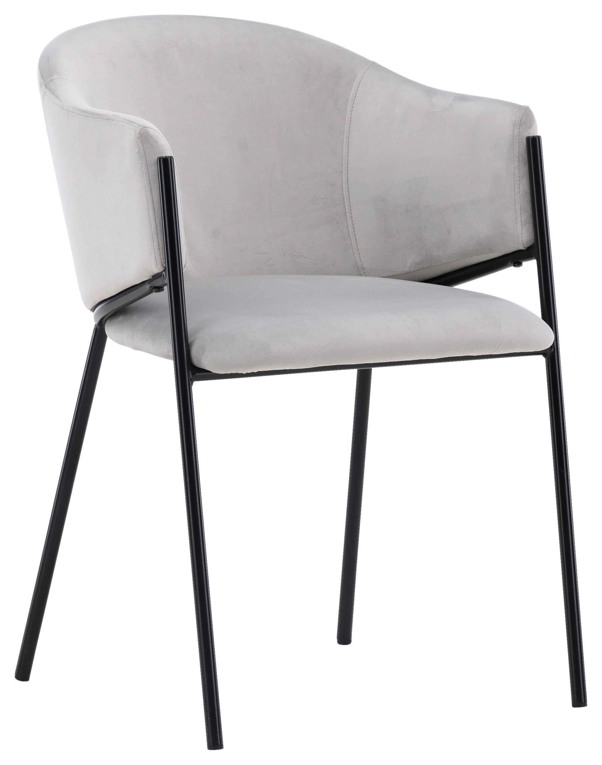 Stuhl-Set Evelina - Hellgrau/Schwarz, Design, Textil/Metall (54/80/62cm) - Livetastic