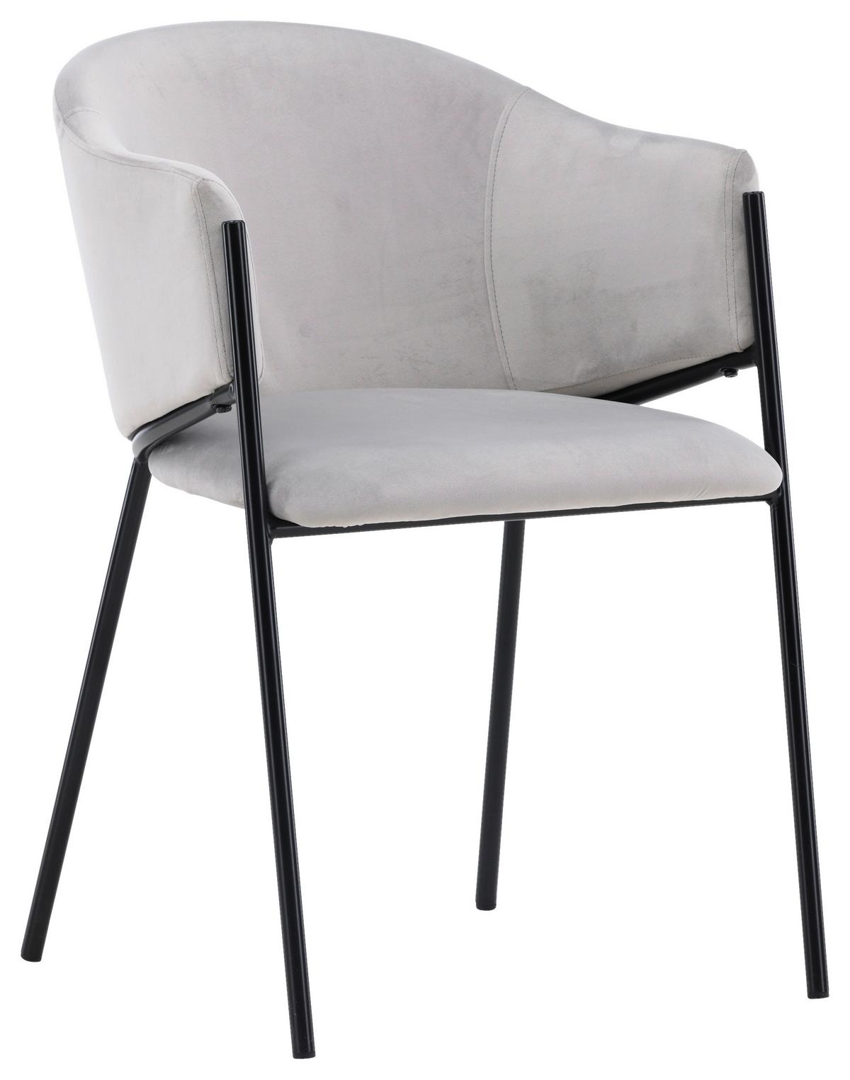 Stuhl-Set Evelina - Hellgrau/Schwarz, Design, Textil/Metall (54/80/62cm) - Livetastic