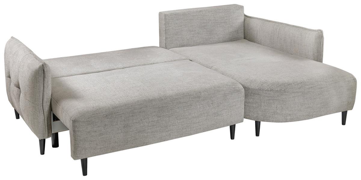 Ecksofa Sycylia Hellgrau/Schwarz, 244 cm - Hellgrau/Schwarz, Design, Textil (244/165cm) - MID.YOU