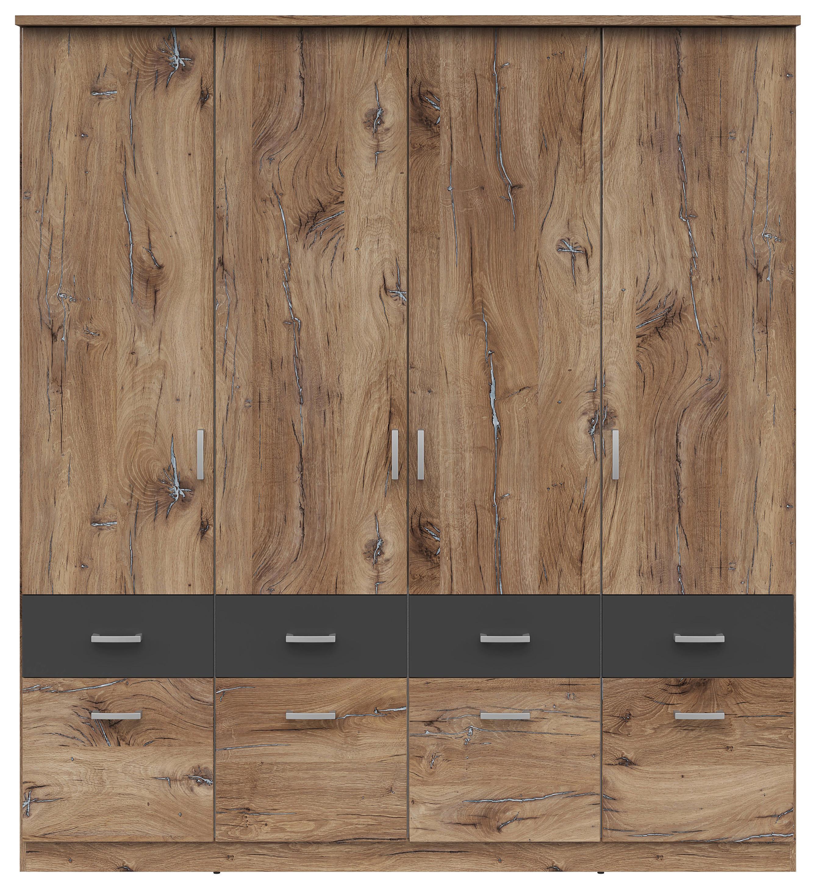 Moderner Drehtürenschrank in Flagstaff Eiche und graphitfarben