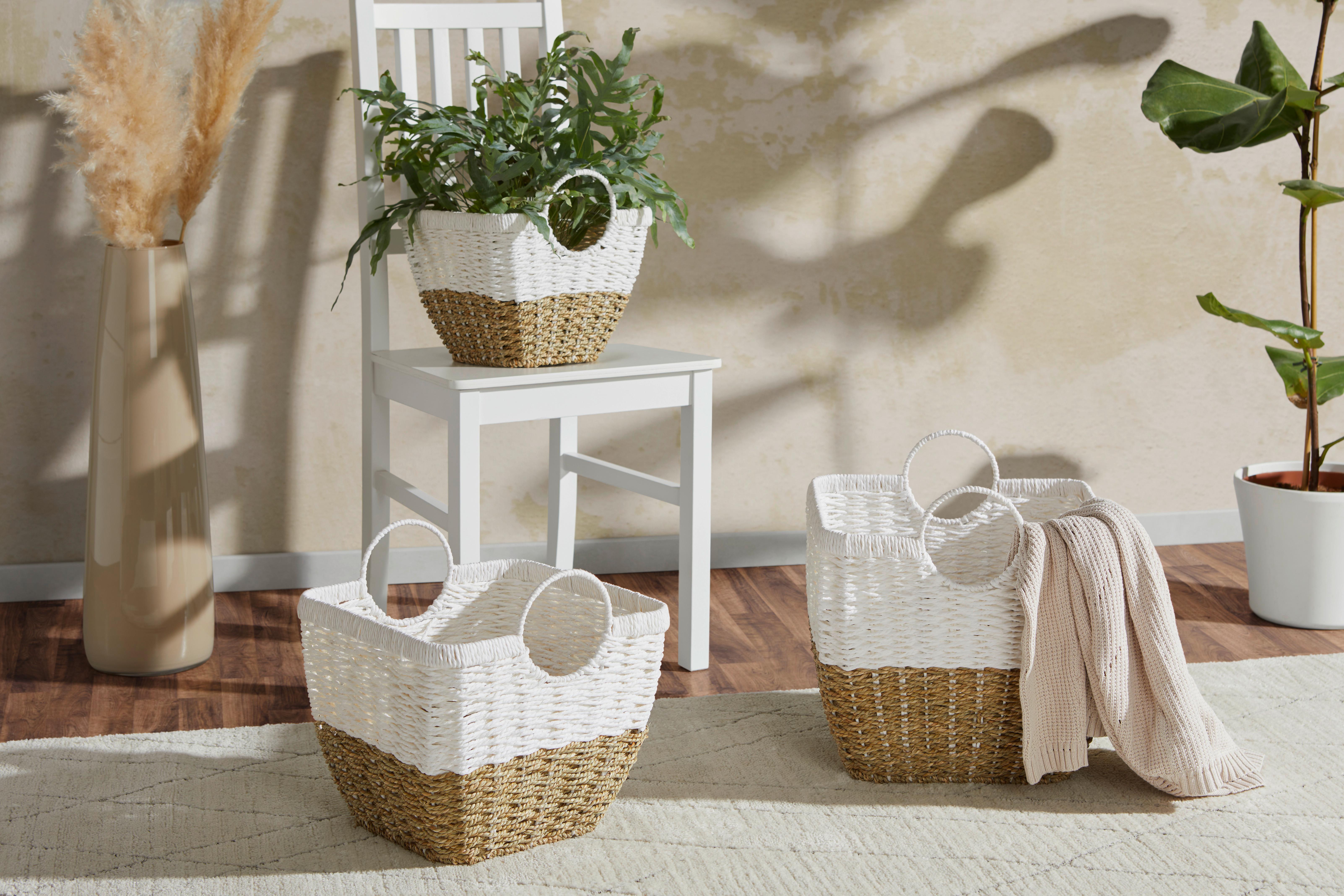 Korb Eleonora - M - Naturfarben/Weiß, Basics, Naturmaterialien/Papier (32/27-33cm) - James Wood