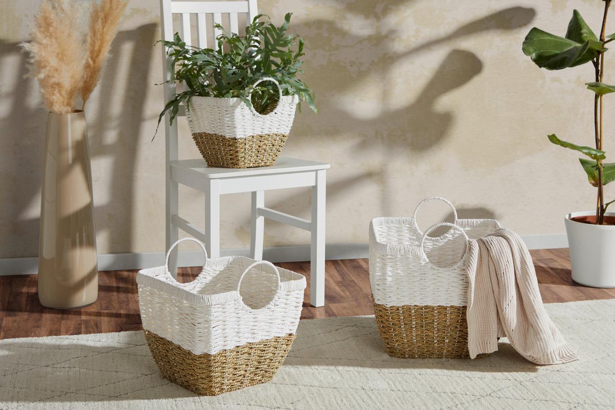 Kosár Eleonora - M - natúr/fehér, Basics, természetes anyagok/fém (32/27-33cm) - James Wood