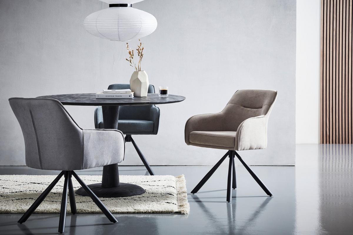 Armlehnstuhl Anna Schwarz/taupe B: 61 Cm - Taupe/Schwarz, MODERN, Textil/Metall (61/86/62cm) - Livetastic