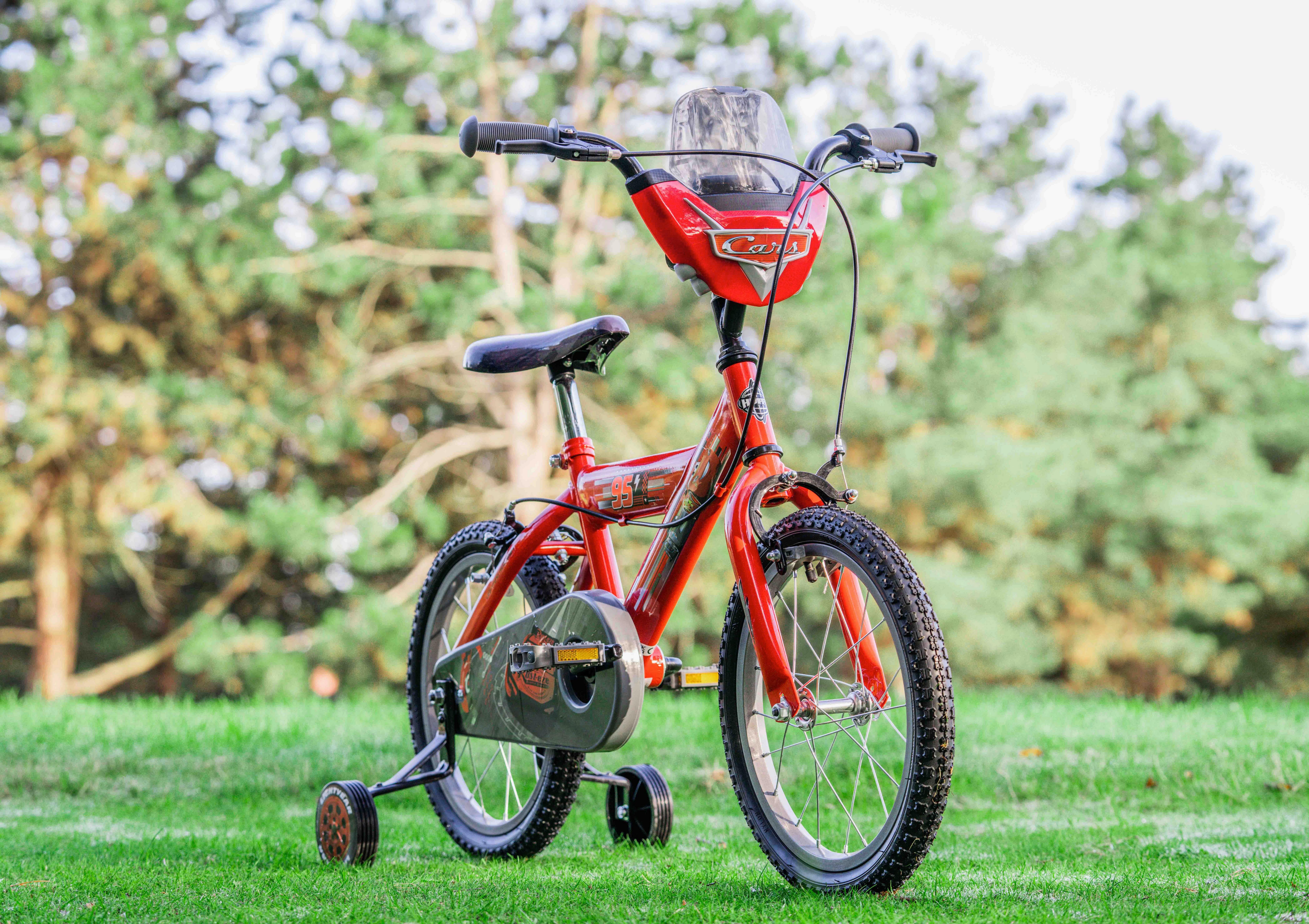 Kinderfahrrad mit Stützrädern Cars 16 Zoll - Rot, Basics, Metall (54/78,1/106cm)