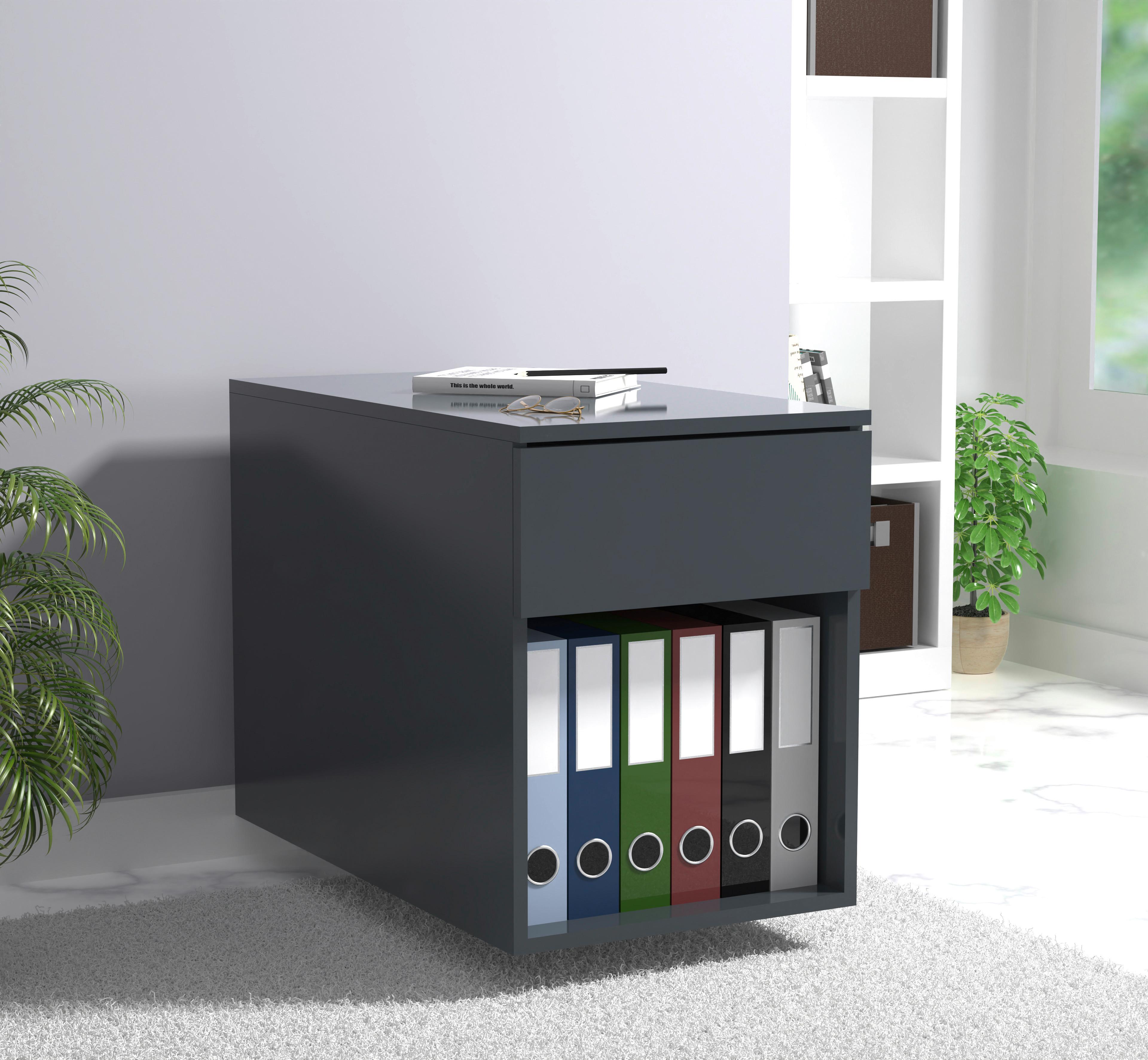 Rollcontainer Anthrazit Dalrosa 39x55x70 cm - Anthrazit, MODERN, Holzwerkstoff/Kunststoff (39/55/70cm) - MID.YOU