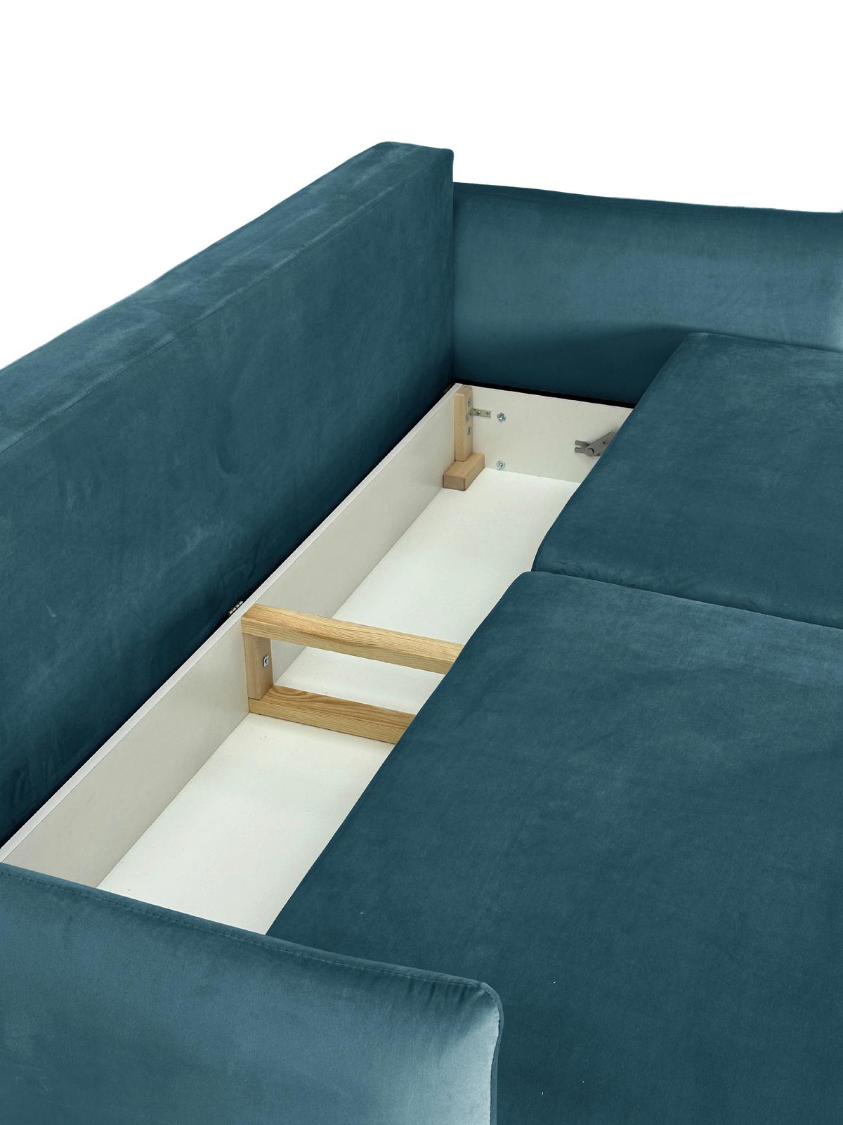 Schlafsofa mit Bettkasten Orlando Blau B: 220 cm - Blau/Schwarz, Design, Textil (220/96/102cm) - MID.YOU