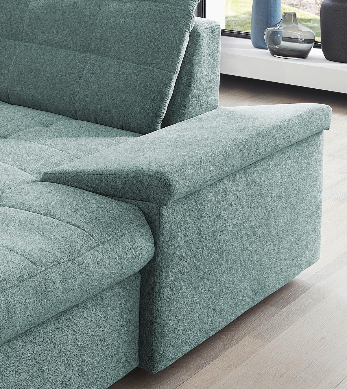 Wohnlandschaft Zira Mit Schlaffunktion Mintgrün - Chromfarben/Mintgrün, Design, Textil (212/330/169cm) - Livetastic