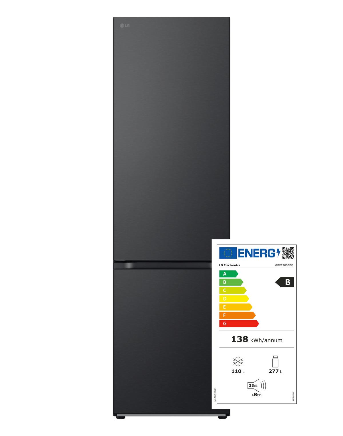 Kühl-Gefrier-Kombination LG Gbv7280bev - Schwarz, Basics, Metall (59,5/203/67,5cm) - LG
