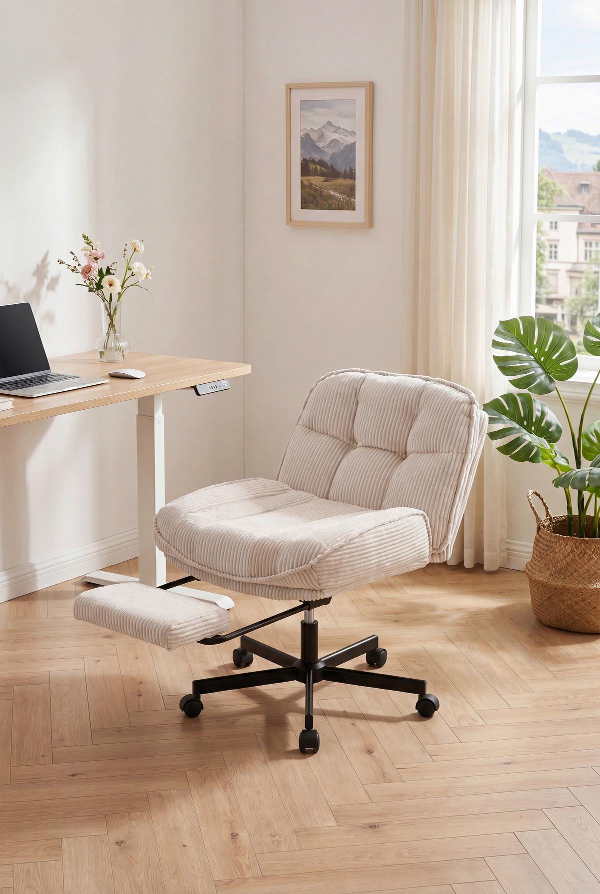 Drehstuhl Ahrhus Beige B: 67 cm - Beige/Schwarz, MODERN, Holz/Kunststoff (67/84.5-92.5/73,5cm) - Livetastic