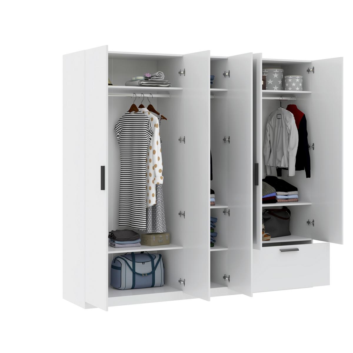 SKRIŇA S OTOČNÝMI DVERAMI MILOS 5T1S - čierna/biela, Modern, kompozitné drevo/plast (225/210/54cm)