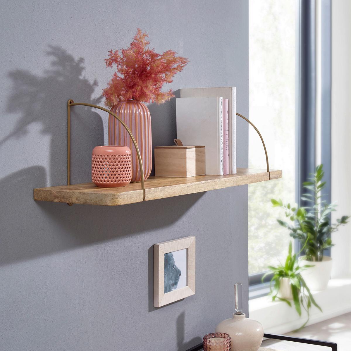 Wandregal Wl6.595 B: 60 Cm Akaziefarben - Braun, Basics, Holz (60/25/22cm) - MID.YOU