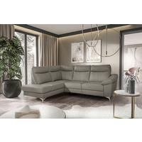 Ecksofa Luna Teilleder schlammfarben 194x242 - Chromfarben/Schlammfarben, Design, Leder/Textil (194/242cm) - MID.YOU