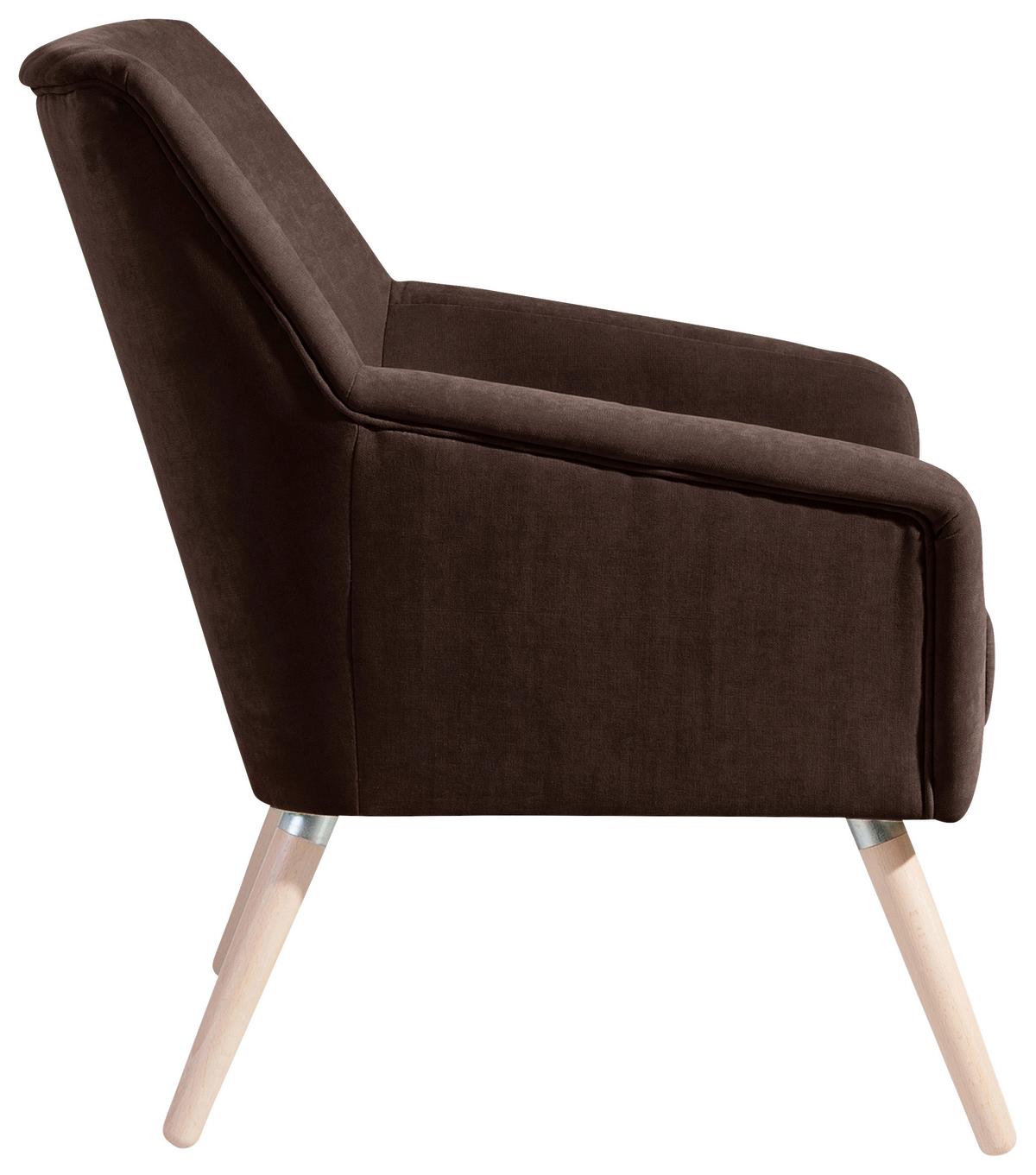 Polstersessel Mit Armlehnen Alegro Velours Braun - Buchefarben/Braun, Design, Textil (67/81/71cm) - Max Winzer