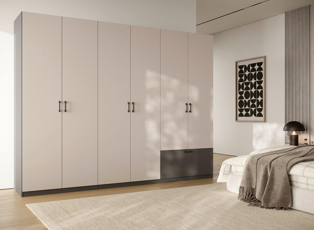 Drehtürenschrank Mit Schublade 269cm Mila Kaschmir/anthrazit - Kaschmir/Anthrazit, KONVENTIONELL, Holzwerkstoff (269/210/54cm)