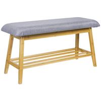 Lavica do predsiene BALI - sivá/prírodná farba, Modern, textil/prírodné materiály (90/45/30cm)