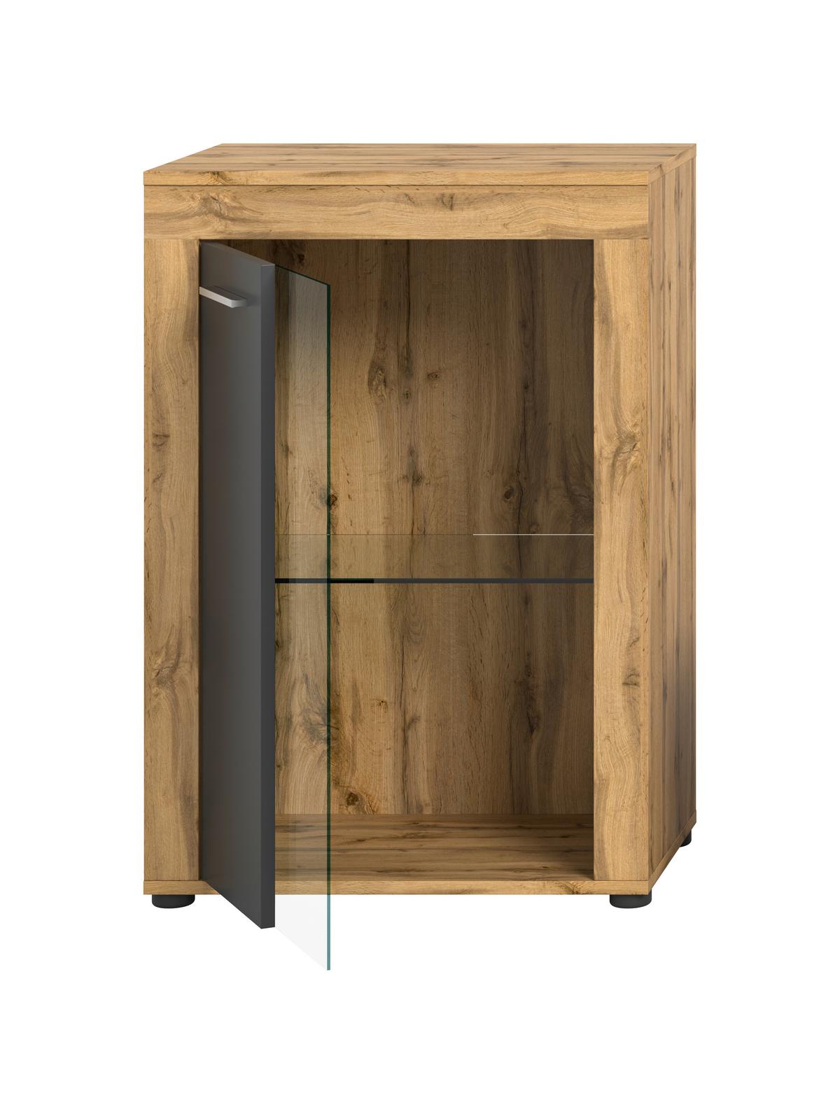 Vitrine Jam Anthrazit/eiche Dekor B: 86 Cm - Anthrazit/Eiche Wotan, Design, Glas/Holzwerkstoff (86/60/35cm) - MID.YOU
