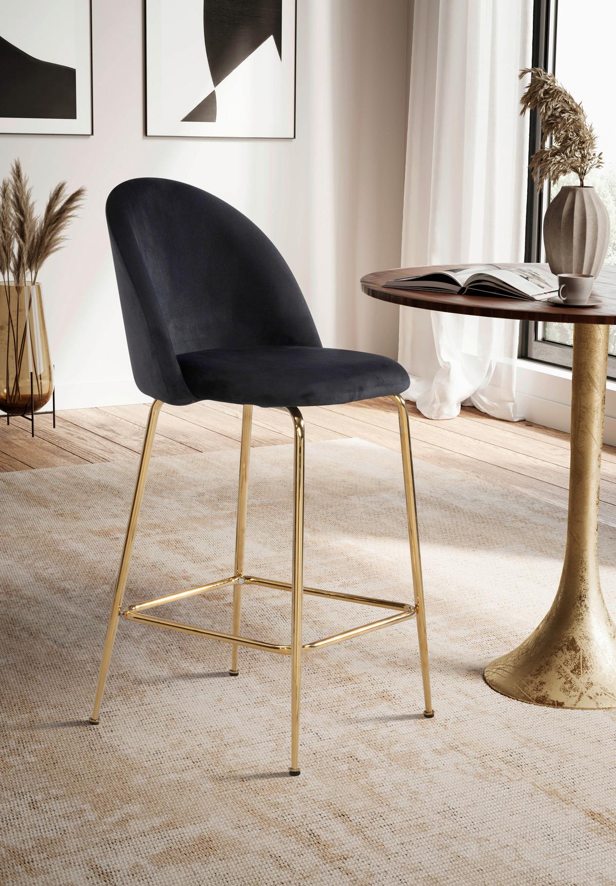Barhocker-set Schwarz B: 50 Cm - Goldfarben/Schwarz, Design, Textil/Metall (50/102/50cm) - MID.YOU
