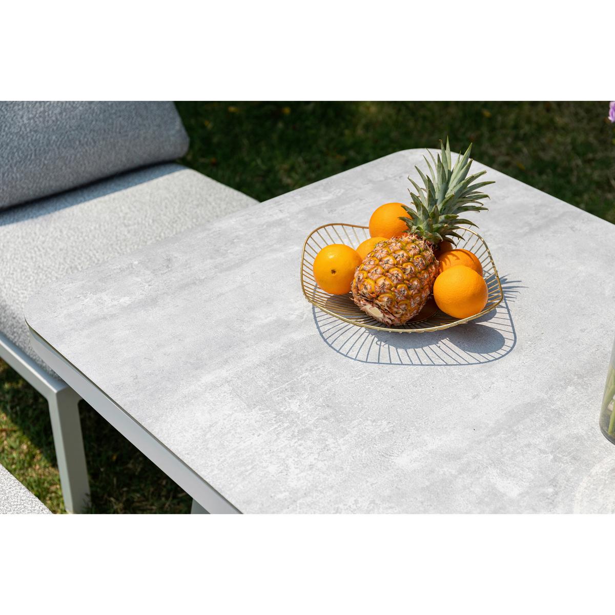 DINING-LOUNGESET HARVEY XL - Weiß/Grau, MODERN, Glas/Textil - Gardenson