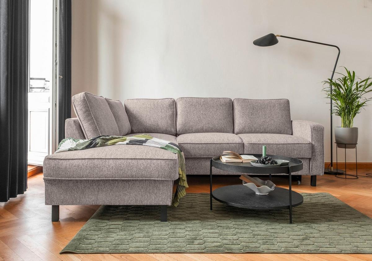 Ecksofa Molly Salz und Pfeffer S: 198x233 cm - Grauweiß/Schwarz, Textil (198/233cm) - MID.YOU