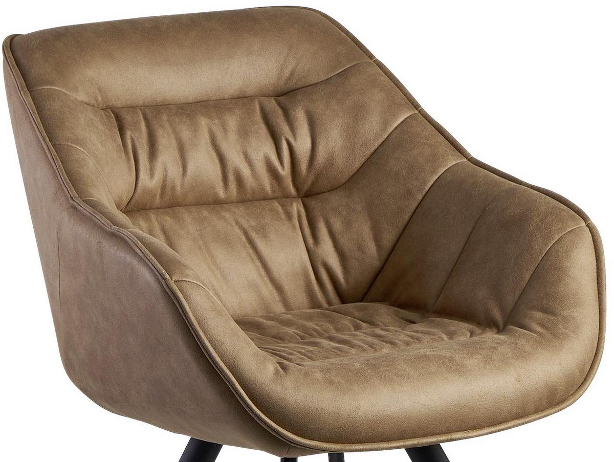 Židle s područkami WOHNLING  hnědá - černá/béžová, Moderní, kov/textil (60/85/64cm) - MID.YOU