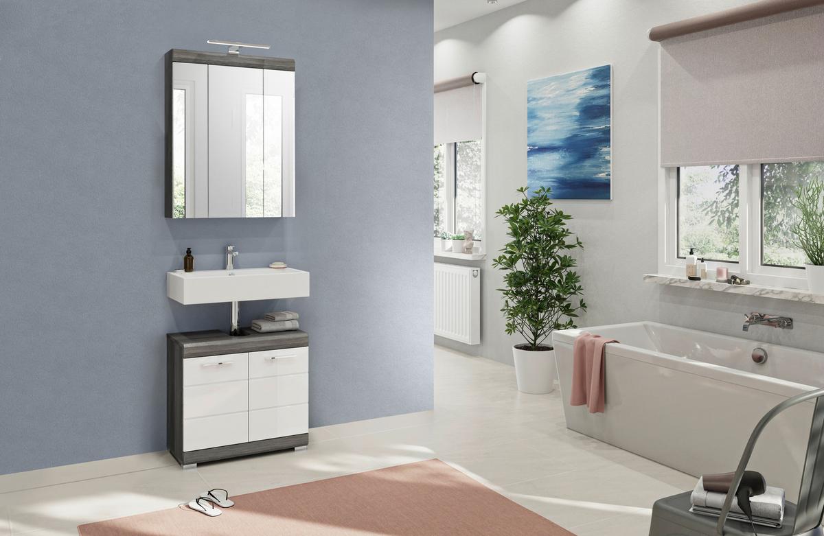 Badezimmer Scout - Weiß Hochglanz, MODERN, Holzwerkstoff (60cm) - MID.YOU