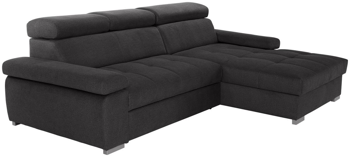 Ecksofa Perry - Silberfarben/Graphitfarben, Design, Textil (292/183cm) - Livetastic