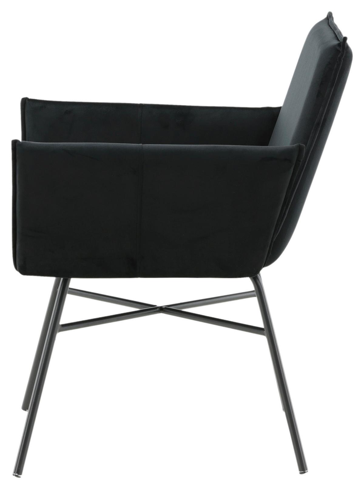 Stuhl Petra - Schwarz, Design, Textil/Metall (57/87/60cm) - Livetastic