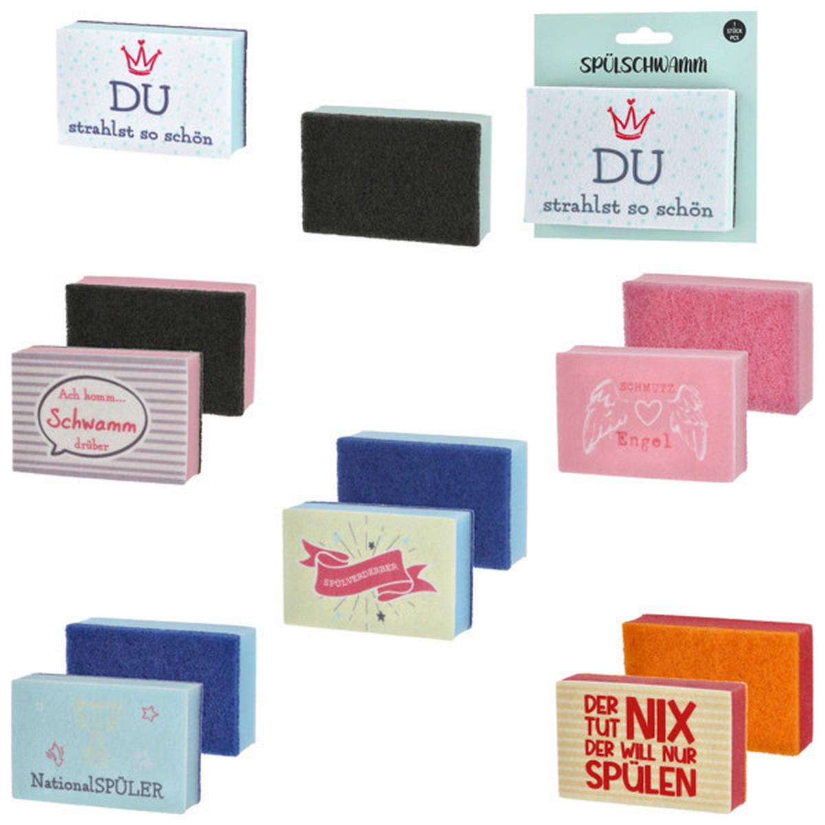 Schwamm Luisa - Blau/Rotorange, Basics, Kunststoff (10,5/7/3cm)