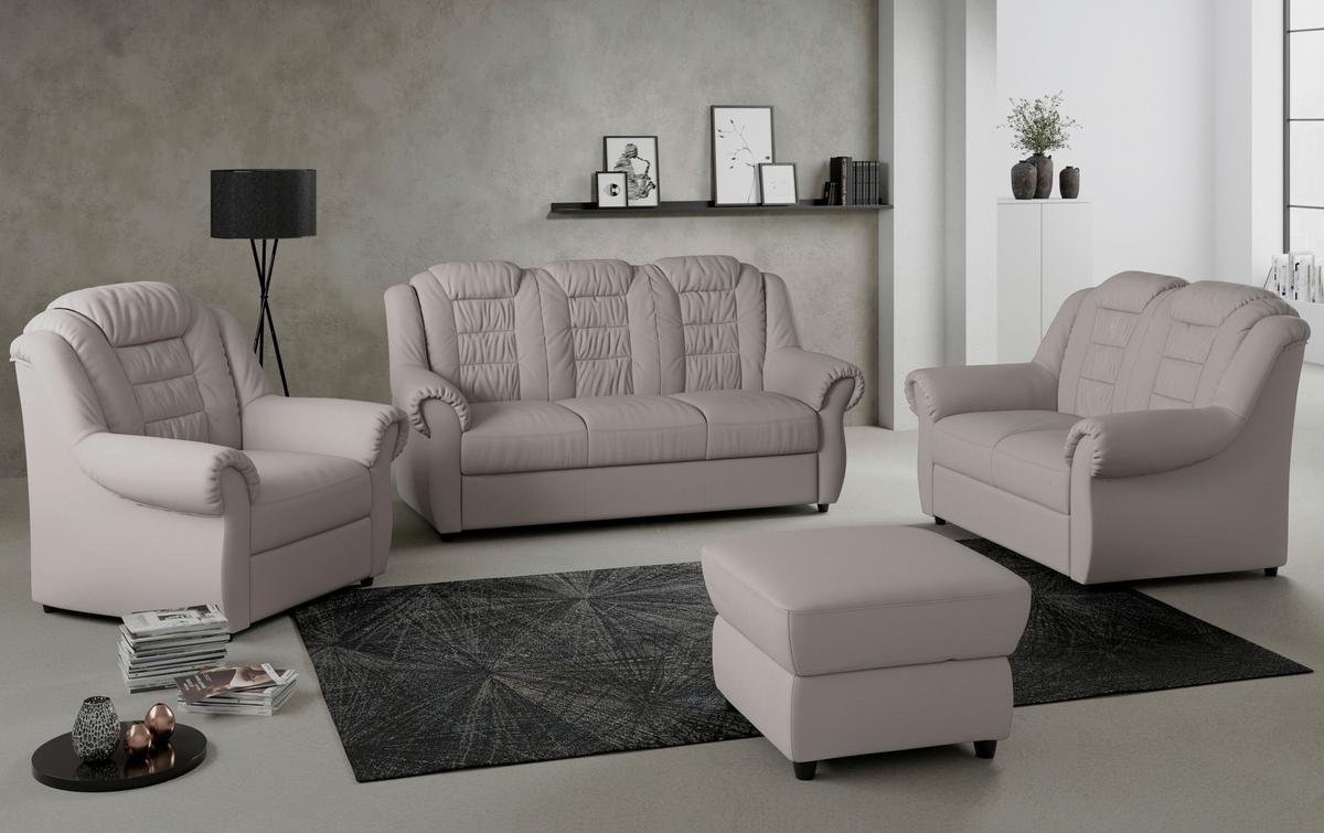 3-sitzer-sofa Boston Hellbraun Lederlook - Hellbraun/Schwarz, KONVENTIONELL, Textil (196/102/101cm) - Livetastic